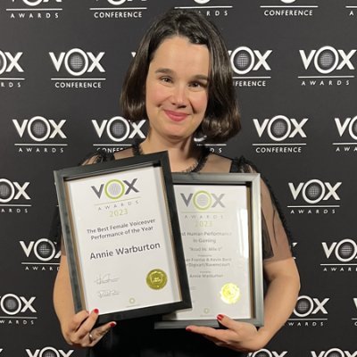 British voice actor
Female VO oT Year: VOX Awards & One Voice Awards '23 
Best Female Gaming Performance: '22 & '23
Disco Elysium/Martha Is Dead/Road 96 Mile 0