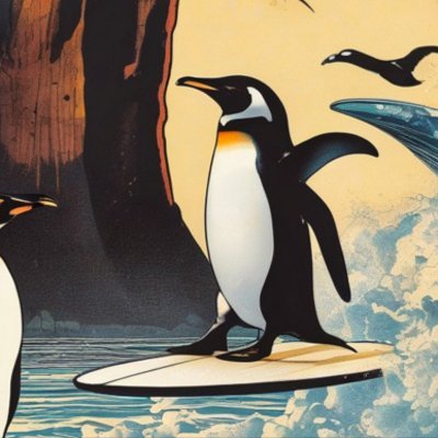 surf and penguins