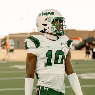 Prosper High football class 2024 height 5’11” weight 170, DB/ath, 40yd 4.53, 5-10-5 shuttle 4.04, L-drill 6.97 NCAA ID#2301764325