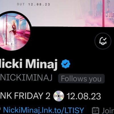 For the weird ass bitches lurking on my page make sure you check out #PINKFRIDAY2😘😘 @NICKIMINAJ Follows 😭😭