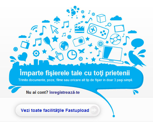 Fastupload.ro este un serviciu de transfer de fişiere online complet gratuit.
Poţi trimite simultan maximum 10 fişiere, în limita a 10GB.