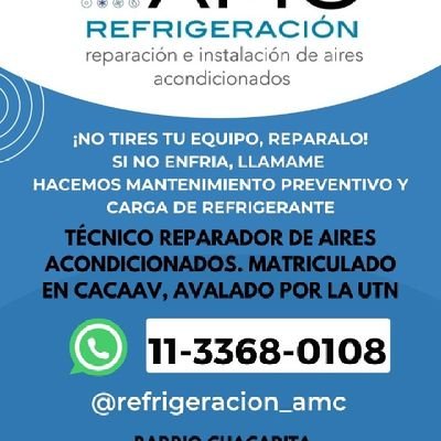 ❄Técnico Reparador de Aires Acondicionados e Instalador MATRICULADO 

❄Consultas por DM o al 1133680108

❄Se atienden URGENCIAS