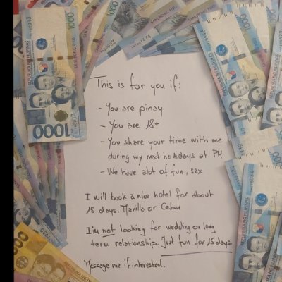 ken50965739's profile picture. You are pinay ? You want earn money ? I'm looking for a pinay who share with me my next holidays at PH. Not a long term relation, just alot of fun, alot of sex