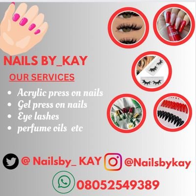 Luxury Acrylic/Gel press on Nails,
* lashes,
 *Perfume Oils....
Location: Egbeda Lagos State

Whatsapp:https://t.co/hE4B0GPnet