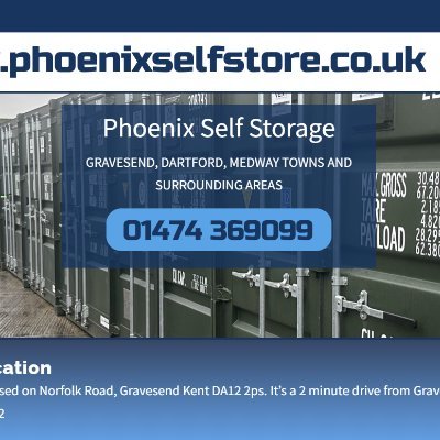 Our self storage site is based on Norfolk Road, Gravesend Kent DA12 2ps. It’s a 2 minute drive from Gravesend town centre and 8 minutes drive from the A2