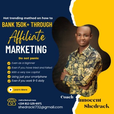 My name is shedrack innocent
I'm an AFFILIATE marketer, learn how you can make 50k-100k on weekly basis ...

https://t.co/HZJmiKHqBa