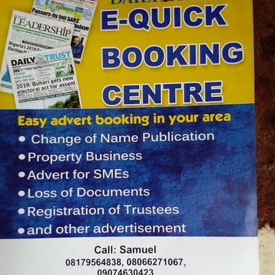 SAMUEL ABAYOMI IS A SUN KING SOLAR AGENT AND A MEDIA AGENT WITH DAILY TRUST, LEADERSHIP, BLUEPRINT NEWSPAPERS AND A REAL ESTATE AGENT IN FCT, ABUJA. 08066271067