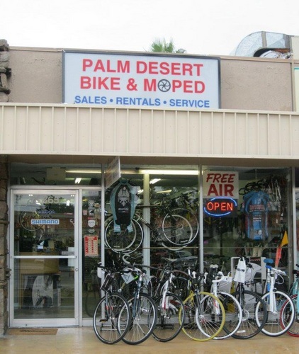 Palm Desert Bike and Moped is the Coachella Valley's only dealer for Fuji, Kona, Marin, Jamis, Kestrel, and Bianchi bikes, as well as Tomos mopeds.