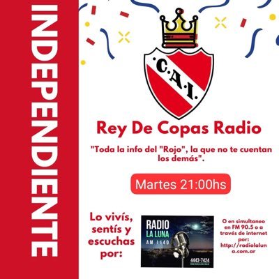 El twitter oficial del programa que mas sabe de Independiente. Todos los MARTES a las 21 hs por Radio La Luna - AM 1140 y por https://t.co/9DlaH1C2Sj !!