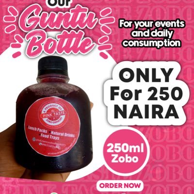 First Zobo drinkery in Nigeria,we produce the best Zobo alongside other drinks like Tiger nut,mocktails plus exotic and local chops.
lunch packs|natural drinks|