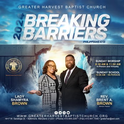 Greater Harvest BC 1617 W. Saratoga St Balt, MD 21223 Sundays @ 8:30AM + 11AM Wednesdays @ 12noon + 7PM IG: @greaterharvestbc FB: https://t.co/09vf3OPRRG