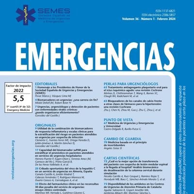 Revista de la Sociedad Española de Medicina de Urgencias y Emergencias con factor de impacto JCR 2022 de 5,5 (1 cuartil) e indexada en PubMed/Medline