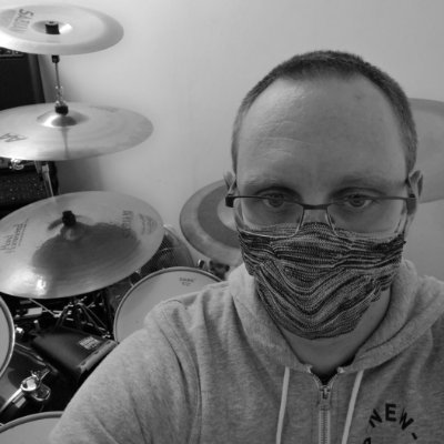 Final Coil drummer - trying to hit everything at once on an ever evolving drum kit
