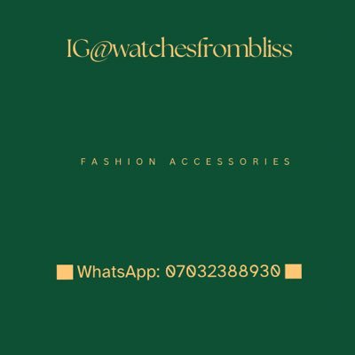 Our mission @watchesfrombliss is to make you look good and confident with Accesories and to deliver a very good variety of wristwatches on time.