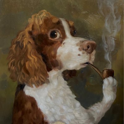 AI PhD. Dog painting by Alison Friend.