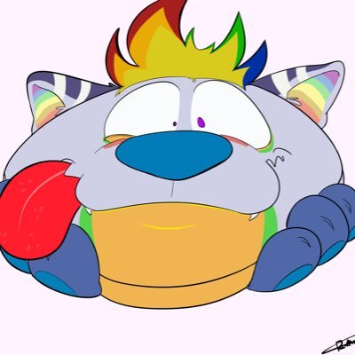 rainbow Ben. age 22 |gay🏳️‍🌈| |autistic|rainbow wolf/dragon hybrid| fursona made by Hyneybee’s| |loves; cartoon, flattening, furrys, giant furs, butts. 18+🔞