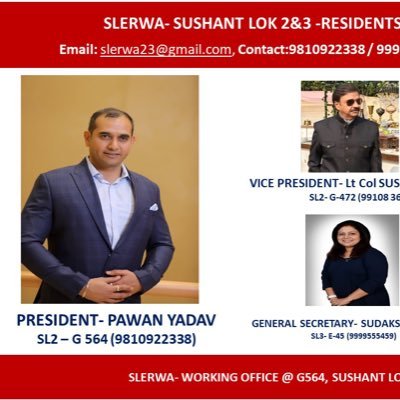This is SLERWA team. Our RWA is working for the welfare of Sushant Lok II &III, Gurugram (India).We are happy to serve residents living locally or outside India