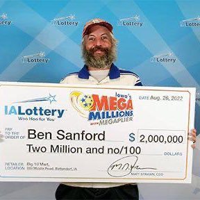 A central Iowa man stepped forward Monday to claim a $2 million Powerball jackpot, the largest lottery prize won to date in Iowa.