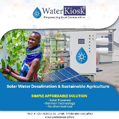 WaterKiosks's profile picture. Affordable & simple solar water desalination solution! An ideal island solution! no battery, no diesel, no grid, just solar!