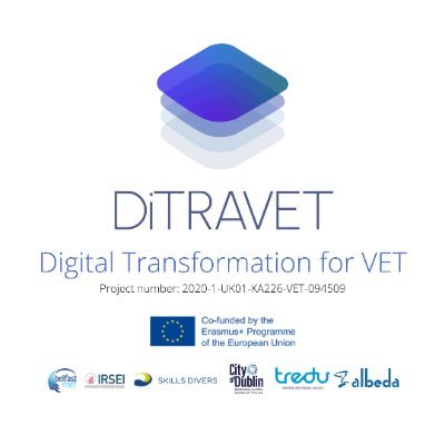 DiTRAVET (“Digital transformation for VET”, 2020-1-UK01-KA226-VET-094509) is a two-year partnership for Digital Education Readiness co-financed by the Erasmus+