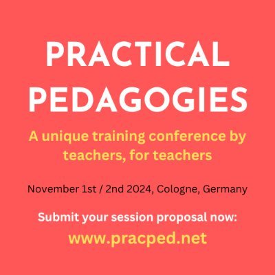 Official account of the Practical Pedagogies Conference (Nov 1st/2nd 2024, Cologne, Germany). GRAB YOUR EARLY BIRD TICKET NOW! (https://t.co/9mPpNGlIym).