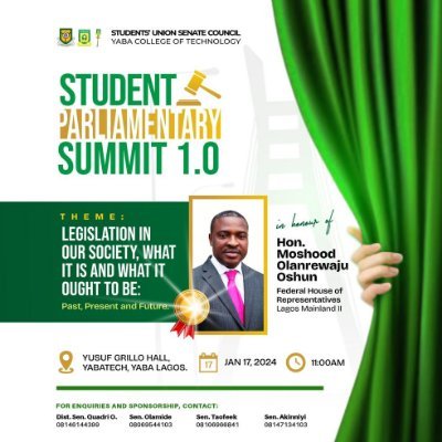yasug_sc's profile picture. Official Page: Student Union Senate Council, Yaba College of Technology, Yaba Lagos, Nigeria.

cc: Committee on Information and Communication.
