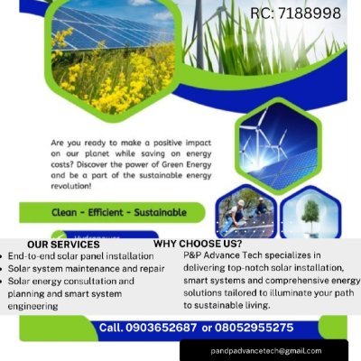 peterojonye's profile picture. Sure plug for Renewable Energy for anything solar inverter, wind turbine and smart system installation
