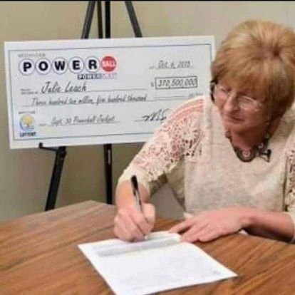 I'm julie leach winner of $310 500 million from powerball lottery. I'm giving out $100,000 to homeless and those that need help to pay their bills.