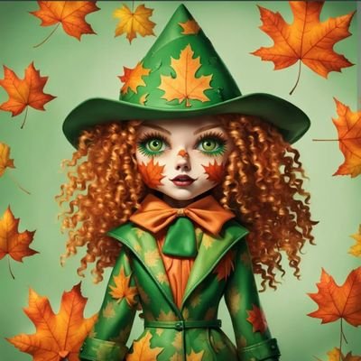 The maple scarecrow is a little red spirit and she's dancing bare foot in your pumpkin patch