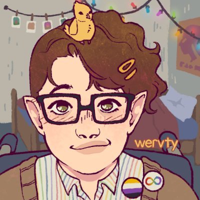 Twtfics, OFMD, Yakuza, DE, ttrpgs ||

Queer Trans Non-binary Disabled Plural Faggot ||

Ze/Zem/Zers || 33 || Half-Elf IRL ||

In my Disco Elysium era apparently