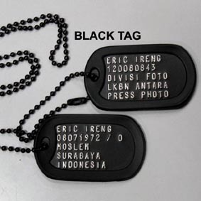 'Make Your Personalised ID-Tag Here. Original USA 100% Military Spec'. Call 081 2178 9069