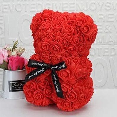 Welcome to our store. We sell rose bears. They make great gifts