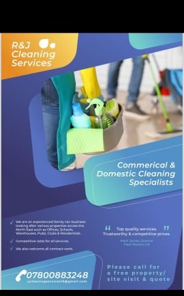 Commercial & Domestic Quality Cleaning Business. 'Our reputation is spotless' Please call 07800883248 to arrange a free estimate!!