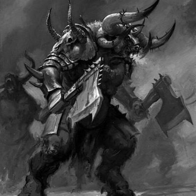 The Bray Lord of the Shattered Horns Tribe, Slave Master of a Thousand Mewling Weaknlings.
#WarhammerRp #MVRP #OpenRp