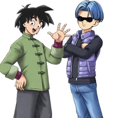 Trunks with the Swag of a thousand saiyans!, and Goten with uh- Super saiyan two!! G = Goten