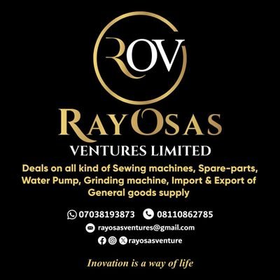 Rayworld Ventures Limited 
Details:We deals on All kinds of sewing machines, Grinding machine, Water Pump, Import and Export of General Goods Supply