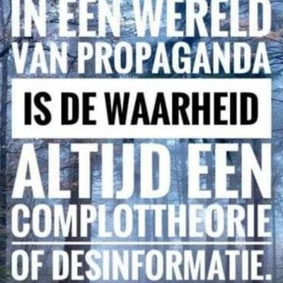 ChooseLife273's profile picture. In an world of propaganda is the Truth always an complottheorie or desinformation.
************** Biological Woman. Volunteer. Hobby Photographer. #prikvrij