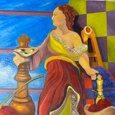 Painter of musical color tones portraying Picassian Myths and Muses