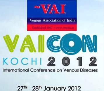 VAICON2012 is the 5th Annual Conference of Venous Association of India.VAICON2012 will be held at the IMA Convention Centre,Cochin, Kerala on 27th-28th Jan 2012