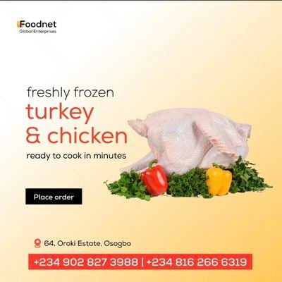 sell fresh frozen foods. Chicken, Turkey, Fish and Goat Meat l.