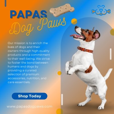 Papasdogpaws's profile picture. We're your one-stop shop for premium dog products, from cozy beds to durable toys and more!