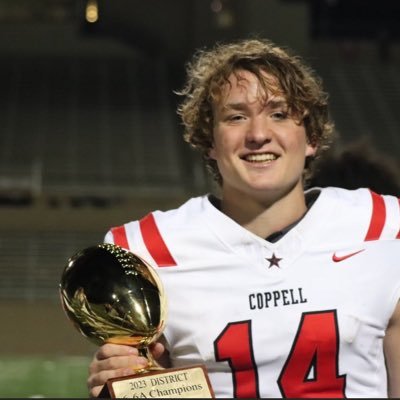 QB | C/O 2025 | 6’2 200 lbs | Coppell HS | 3⭐️ | District 6-6A Unanimous Overall MVP | 5.4/5.0 GPA | Team Captain | 1460 SAT | NCAA ID: 2301759306