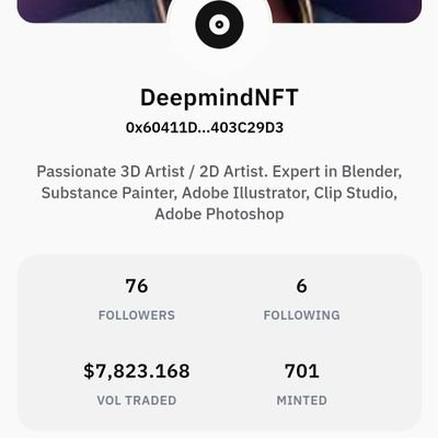 Passionate 3D Artist on @airnfts/ 2D Artist. Expert in Blender, Substance Painter, Adobe Illustrator, Clip Studio, Adobe Photoshop old account was hacked.