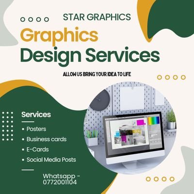 For graphic design services What's app us on 0772001104.
Allow us bring your ideas to life with our remarkable skills.