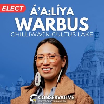 Á’a:líya is running for the 2024 Provincial Election as a Conservative for the Chilliwack Cultus-lake riding.  She works @ SXG and Cap U, mom of 3 🙏🏽