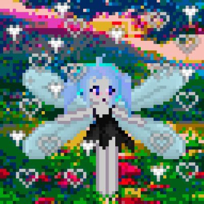 Hi!
I am one of the faeries in the upcoming collection of 888 NFTS that will soon be available to mint on scatter! 
My creator is a lover of pixel art and Y2k!