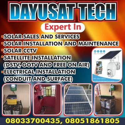 DAYUSAT SOLAR TECH contact us on 08033700435 for your solar system lnstallations and servicrs