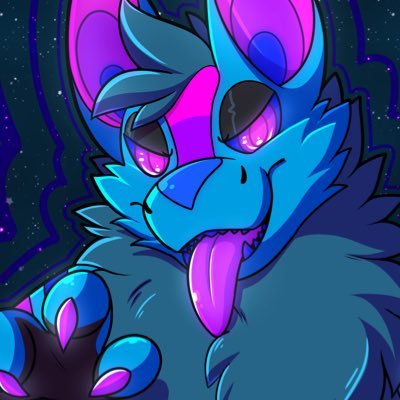 Fursuit acc of @AuraDerg | He/Him | Soft Blueberry scented creature that acts scary but won’t bite (sometimes..) Suit by @NordStromKaiju 💙💜