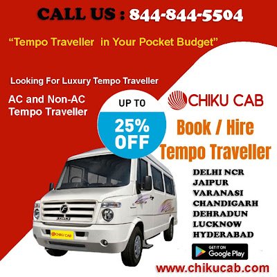 In India, Chikucab offers tempo travellers for rental. , they provide 9, 12, 16, 20, and 24 seater tempo travellers. The 12-seater Tempo Traveller offers more