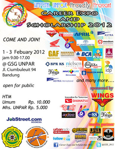 CES_2012's profile picture. HMPSTK Unpar proudly present : Career Expo and Scholarship 2012, bekerja sama dg http://t.co/rb7LvxF4kp